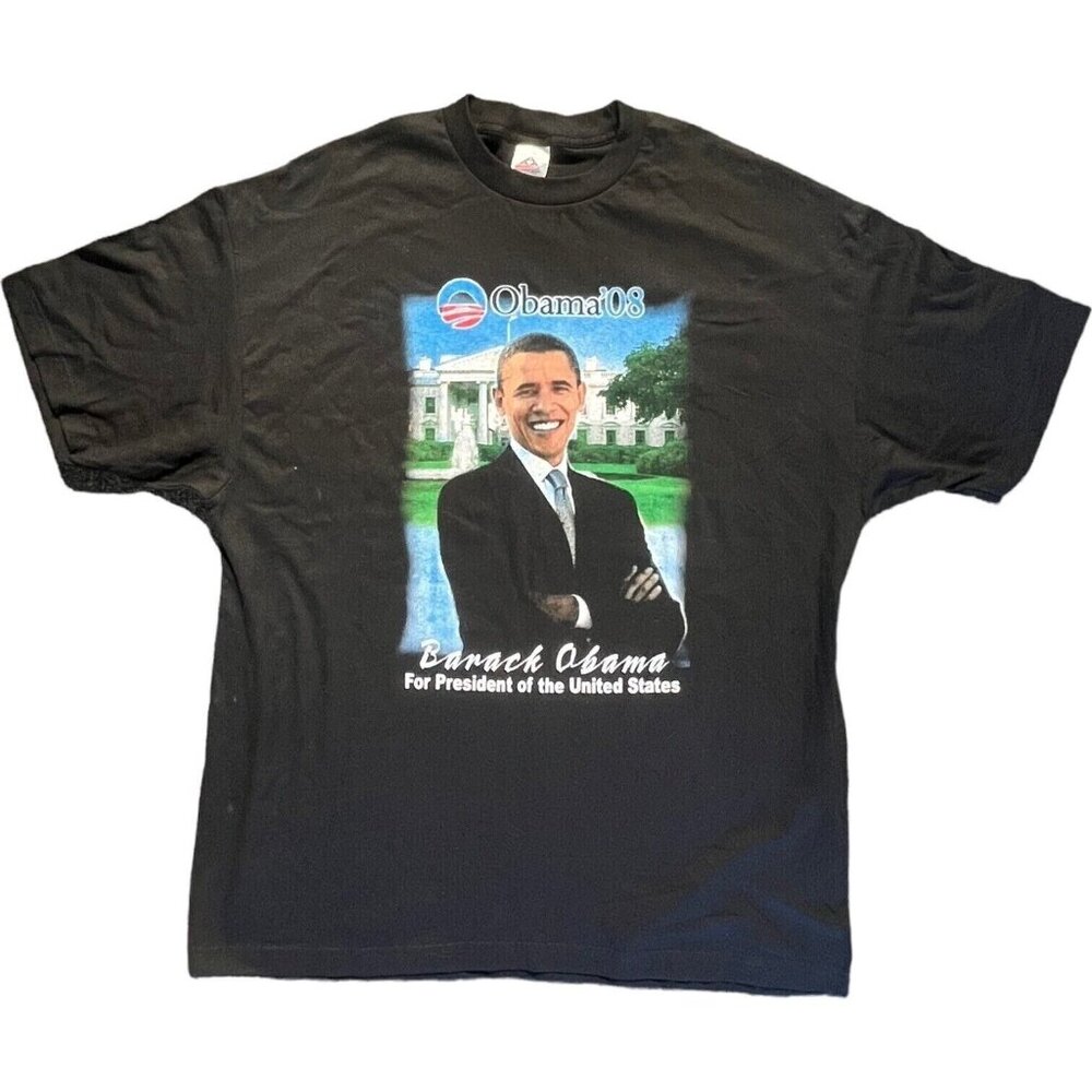 Obama '08 Barack Obama Presidential Campaign 2008 Men's T-Shirt Yes We Can 2XL